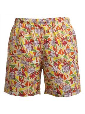 Men's Quick Dry Swim Trunks, Tropical Geometric Pattern, P31